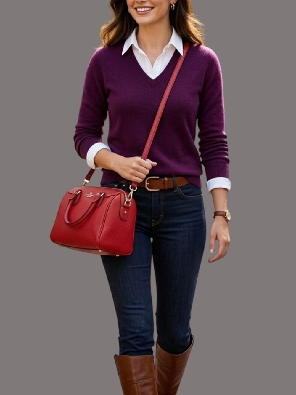 Coach S Red Leather Pebbled Satchel Bag Adjustable Strap Gold Hardware